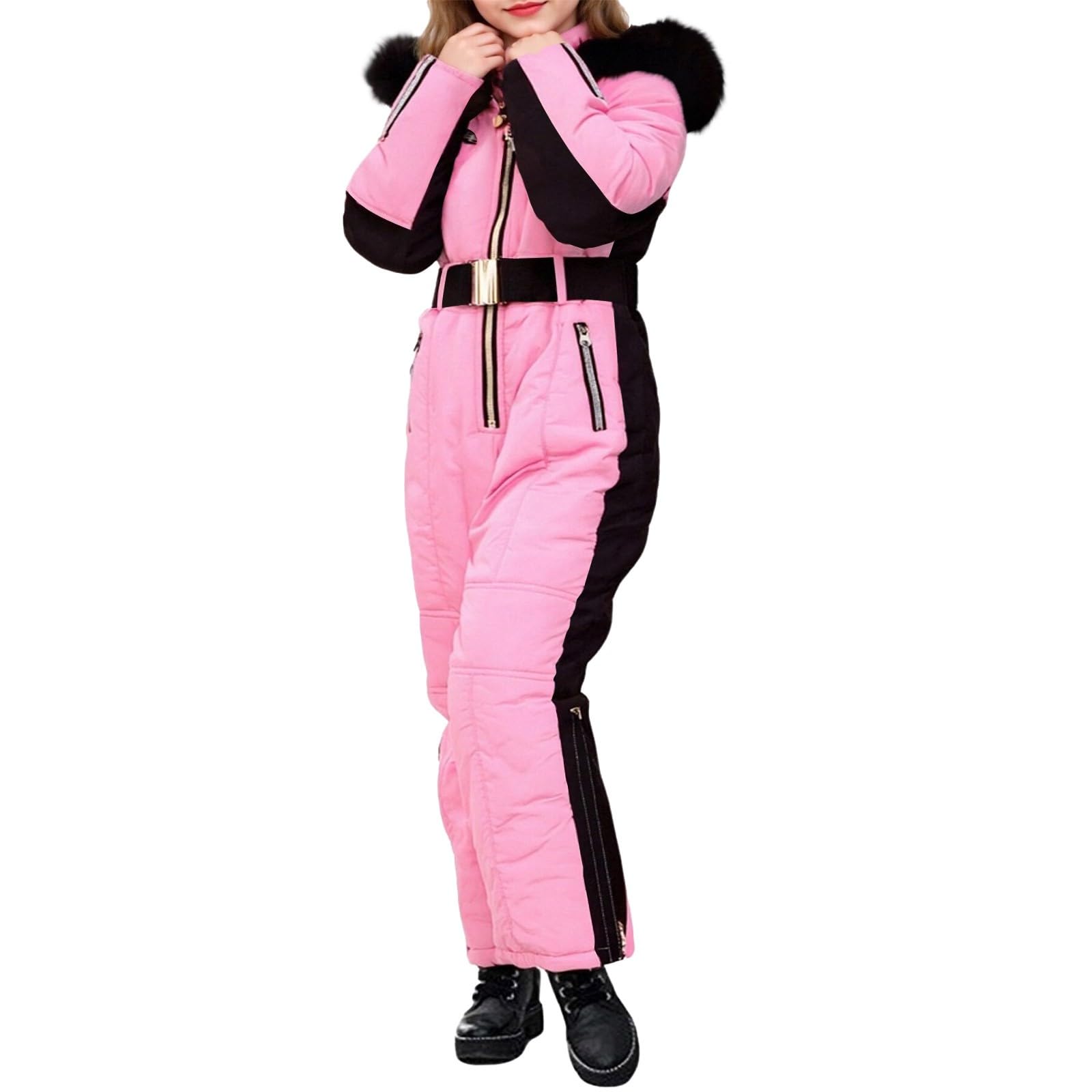 Kinder Winter Warm Skianzug Wasserdicht Winddicht Winteranzug Einteilige Softshellanzug Schneeoverall mit Kapuze Skioverall,Schneeoverall Jungen,Weihnachts/Geburtstagsgeschenke