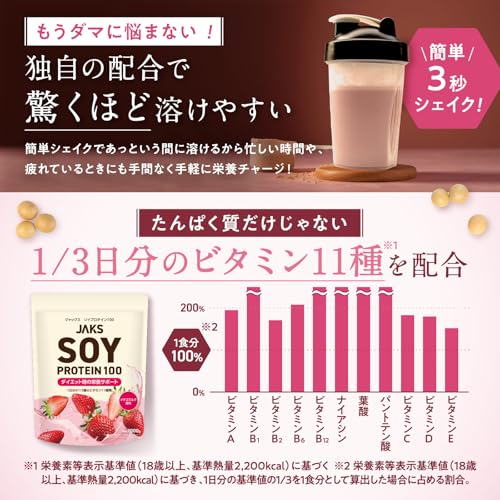 JAKS ソイプロテイン 1kg イチゴミルク
