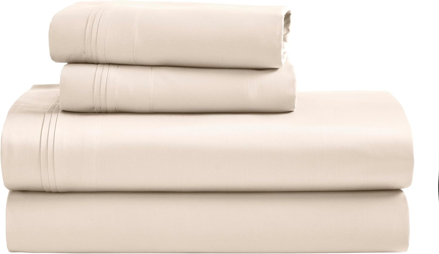 Parure de lit 4 pièces coton égyptien 1500 fils avec drap-housse et taies d'oreiller
