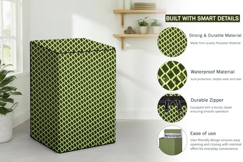 Image of Stylista Washing Machine Cover Compatible for Godrej 7.5 Kg Fully-Automatic Top Loading WTEON MGNS 75 5.0 FDTN SRGR, Check Military