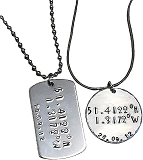Custom Coordinates & Date Hand Stamped Necklace Set/Longitude & Latitude Necklace/Personalised Necklace