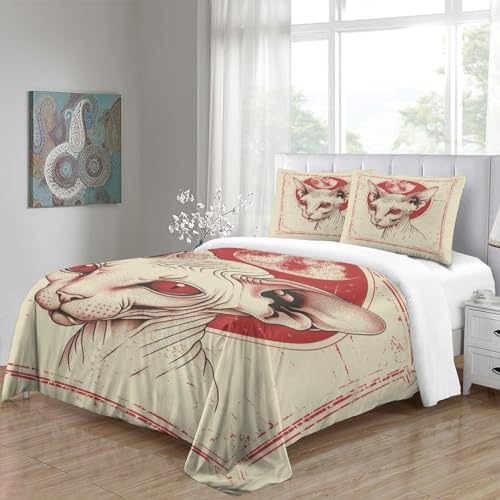 Parure housse de couette chat sans poils microfibre ultra douce - 5