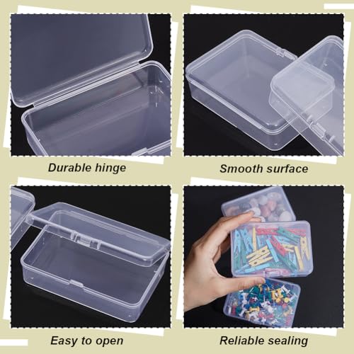 Image of BENECREAT 12 Packs PP Plastic Bead Container Box, 3.7x2.6x1inch Rectangle Storage Organizer Box, Dustproof Case with Hinged Lid for Cards, Beads and Craft Supplies