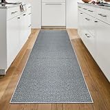 WTHYGB Teppich Läufer Flur Teppichläufer Küchenläufer Küche Teppiche rutschfest Waschbar Bettvorleger für Flur Waschküche, 60x180cm einfarbig Grau