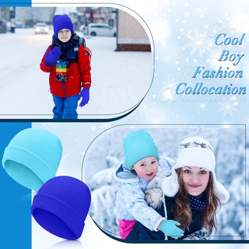 Image of Handepo 60Pcs Kids Winter Beanie and Gloves Bulk Knit Hats Gloves Warm Unisex Cold Weather Winter Gifts for Boy Girl Homeless
