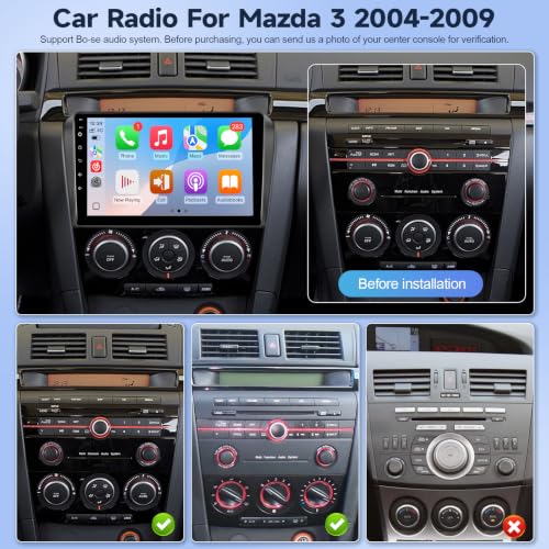 Leadfan Car Radio for Mazda 3 2004-2009 Stereo Replacement with IPS 9'' Touchscreen Built-in Wireless Carplay/Android Auto/GPS/Bluetooth/FM/Steering Wheel Controls/Backup Camera/MIC by Leadfan - Used condition - Image 2