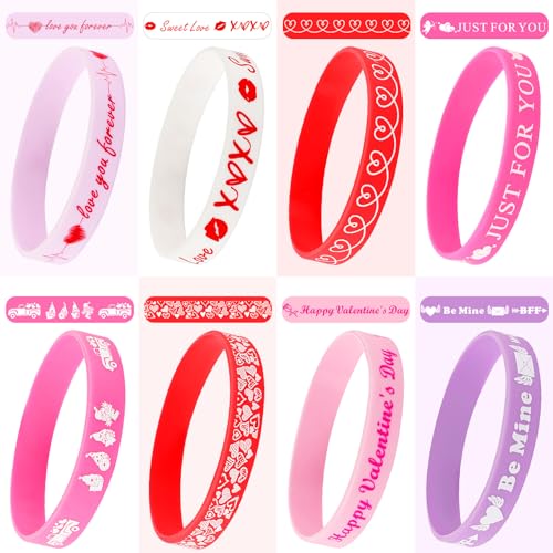 Image of JUNEBRUSHS 64Pcs Valentine's Day Party Favors Silicone Bracelets