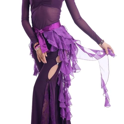 Mr.Fashion Fringed Wave Skirt Belly Dance Hip Towel Belt Skirt Waist Chain Waist Decorated Latin Dance Belt Dress for Women (Deep Purple)
