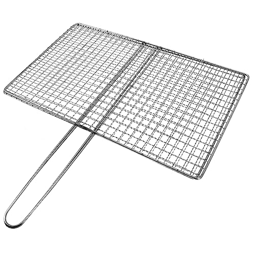 BESTonZON Clip Style Grill Baskets Stainless Steel Mesh Fish Grill Rack Outdoor Bbq Accessory