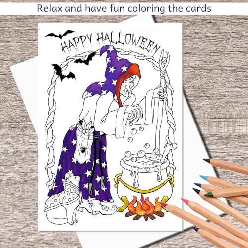 Image of Art Eclect Adult Coloring Cards for Easter, Mother's Day, Father's Day, Halloween and Thanksgiving, 10 cards to color and 10 White Envelopes (HolidayMix 10)