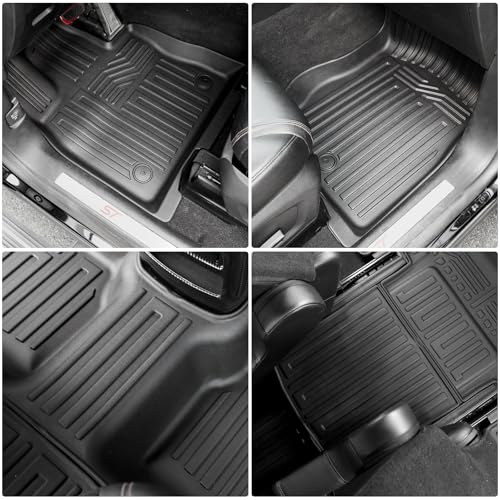 Image of Floor Mats for 2020-2026 Ford Explorer Accessories 6 Seats Set | Floor Liners & Cargo Mat & Trunk Backrest Mat for Ford Explorer 6 Captain Chair XLT ST, Not 7 Seats, All Weather TPE Car Mats