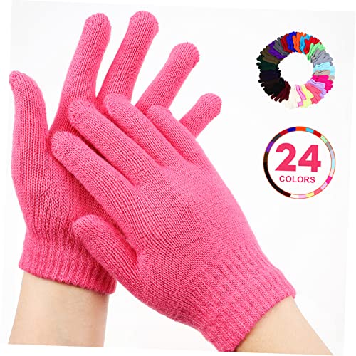 Kids Full Finger Gloves 24 Pairs Acrylic Knitted Winter Gloves for Children Warm Outdoor in Assorted Colors for Boys and Girls3