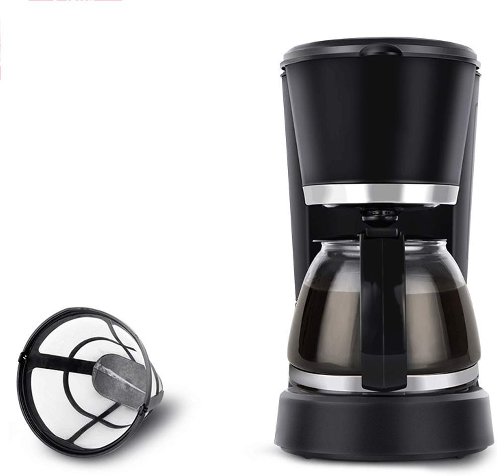Macchina da caffè, Macchina da caffè con Filtro Macchina per caffè Americano con caraffa in Vetro da 0,6 Litri, Funzione Timer, Protezione Contro l'ebollizione, 550 W, Filtro Lavabile, Nero