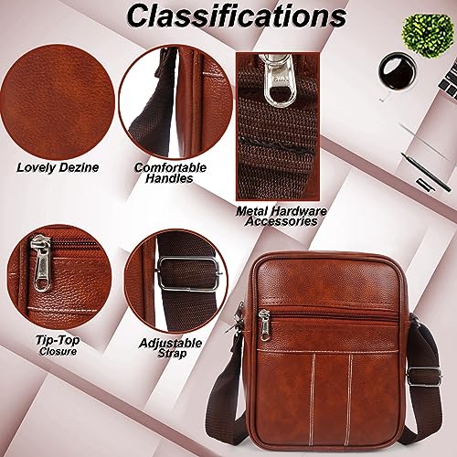 Image of Alison Stylish PU Synthetic Leather Men's Sling Bag Cross Body Travel Office Business messenger. (Tan)