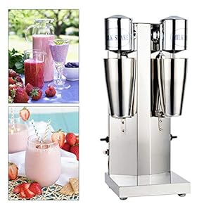 Milkshake Maker, Commercial Electric Milkshake Maker, 180W Double Head Drink Mixer Machine Stainless Steel Tea Drink Juice Mixer with 2pcs 800ml Cups and 2 Speeds Adjustable