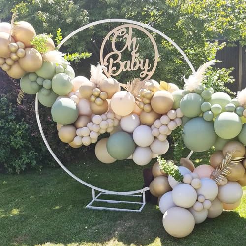Image of Sage Green Gold Balloons, 55 PCS 12 Inch Retro Green White Metallic Gold Confetti Balloon, Olive Green Balloon for Birthday Baby Shower Engagement Wedding Anniversary Graduation Party Decoration