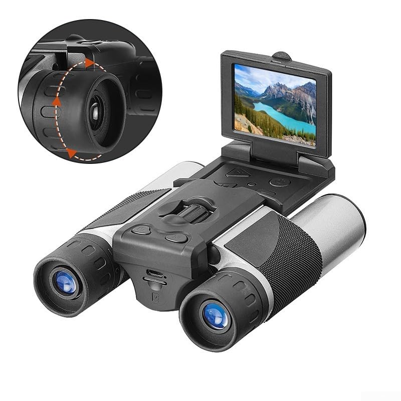 Jumelles numériques haute puissance 12 x 32 avec caméra intégrée, enregistrement 1080p, capture photo 5 MP, écran LCD de 5 cm, large champ de vision, design extérieur portable (noir)
