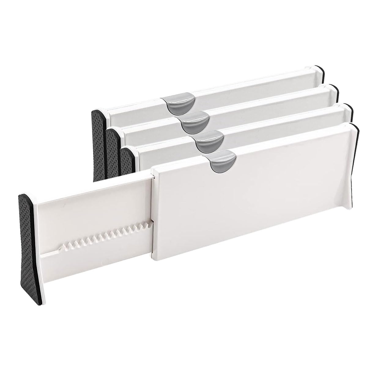 Alnicov Divisori per cassetti a 4 Pezzi Organizer per cassetti espandibili per Ufficio, Cucina, Bagno, Camera da Letto e cassettiera