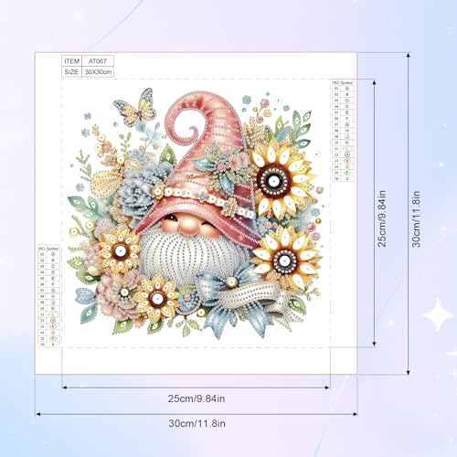 Image of Diamond Art Painting Kits, 5D Special Shape, 12x12inch, Sunflower Gnome | For Adults, For Beginners, Crystal Rhinestones, Home Wall Decoration Gift