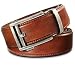 Men's Leather Ratchet Click Belt - Hemingway Antique Silver Buckle w/Saddle Tan Leather Belt (Trim to Fit: Up to 35'' Waist)