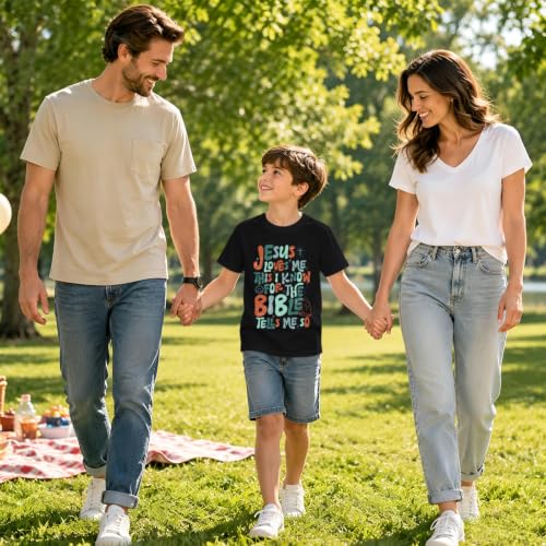 Image of Christian Shirts for Boys Kids Jesus Loves You Bible Verse God T Shirts Religious Faith Cute Graphic Tees Casual Tops