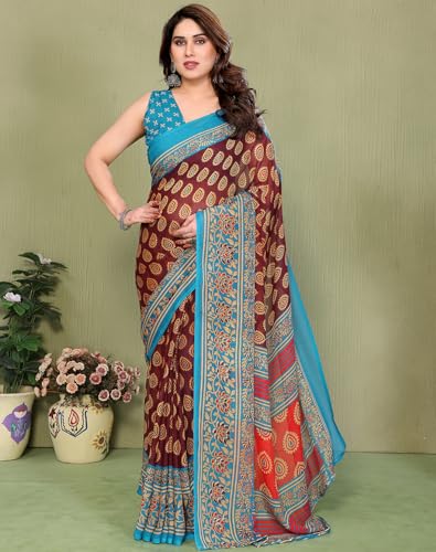 Image of Yashika Women's Georgette Saree with Blouse Piece for Traditional Ethinic Wear Sari