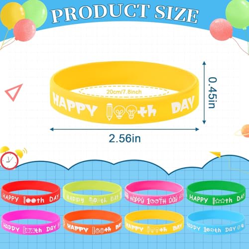Image of JUNEBRUSHS 64pcs 100th Day of School Party Favors Silicone Bracelets