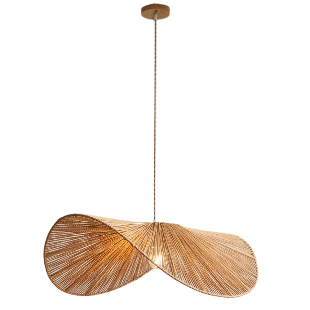 LQZCXMF Nordic Style Hemp Rope Chandelier Hanging Rattan Ceiling Pendant Lighting Wicker Coastal Retro Light Fixtures For Hallway Entryway Kitchen Island Dining Room Bedroom