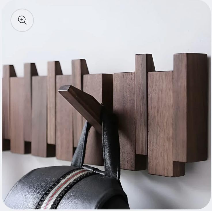 Wooden Wall Mounted Coat Rack with Hooks – Decorative Solid Wood Wall Hook Organizer for Entryway, Hallway & Bedroom, Modern Rustic Wooden Wall Hanger for Coats, Jackets, Bags (Classic Staright) 4