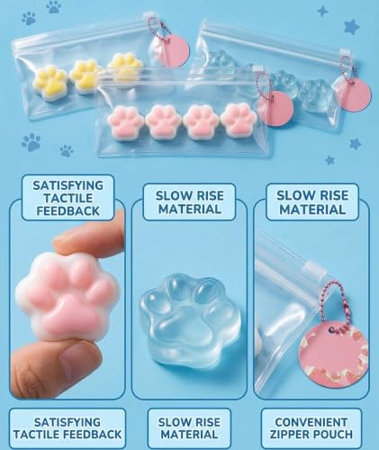 Image of 12PCS Taba Squishy Cat Paw, Taba Squishy for Relaxing Sensory Fidget Pinch Family for Kids Cat Paw Squeeze Cute Beautiful Cat Paw (blue1)