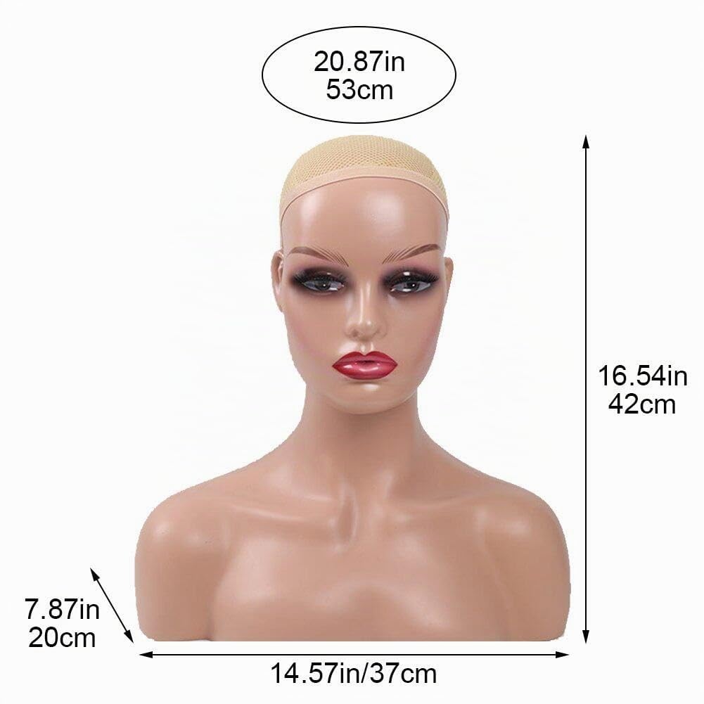 Tête de Mannequin féminine réaliste avec Buste de tête de Mannequin d'épaule pour l'affichage de Lunettes de Perruque de Chapeau de Bijoux