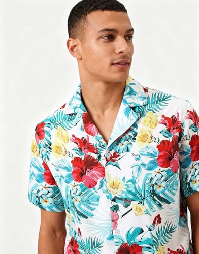 Image of Cromoncent Matching Hawaiian Outfits for Family, Dad and Son Matching Luau Beach Tropical Shirts Mommy Daughter Tropical Sets