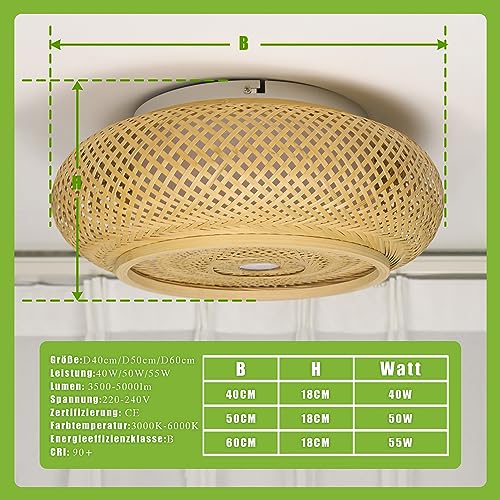 Plafonnier LED en bambou à intensité variable pour stopper l'éblouissement - 7