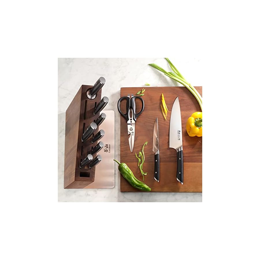 Cangshan HELENA Series German Steel Forged, HUA Knife Block Set (12-Piece, Black)