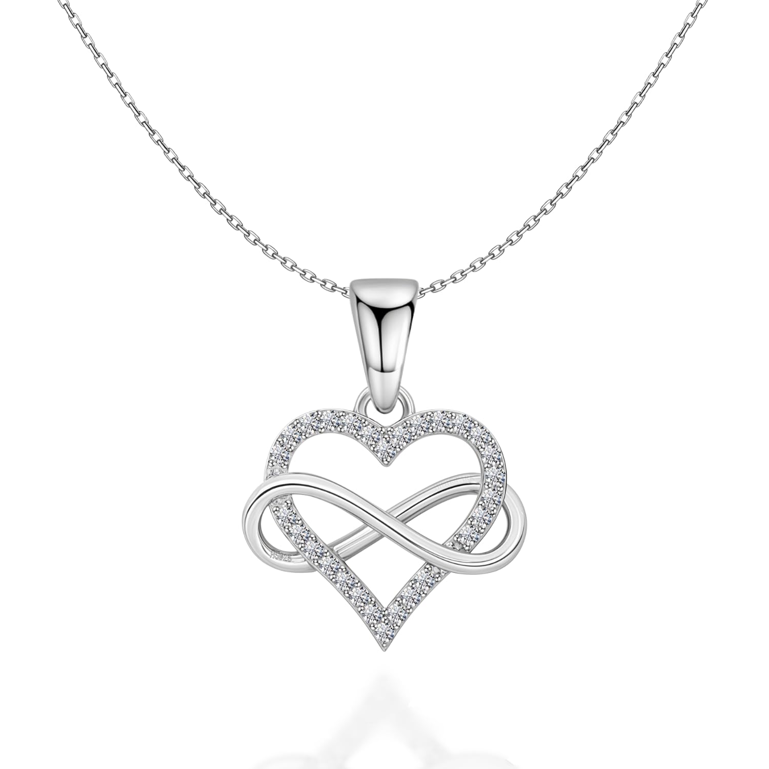 highspark 925 Silver Infinity Heart Pendant Necklace | 92.5 Sterling Silver & Stunning Shine | Infinity Heart Everlasting Endless Love | Lovely Gift For Women & Girls-picture-45