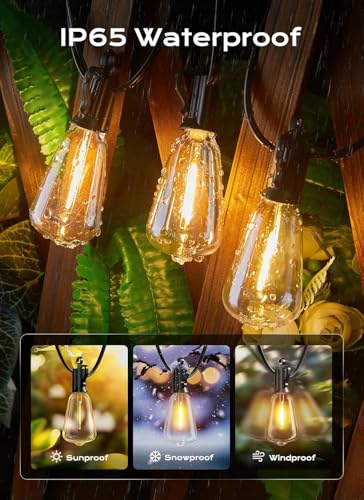 Brightown Outdoor String Lights Patio Lights, 100FT ST38 Shatterproof Dimmable Waterproof Connectable LED Christmas Lights, Hanging Outside Light for Backyard, Porch, Deck, Balcony, Garden, Home Decor - Image 4
