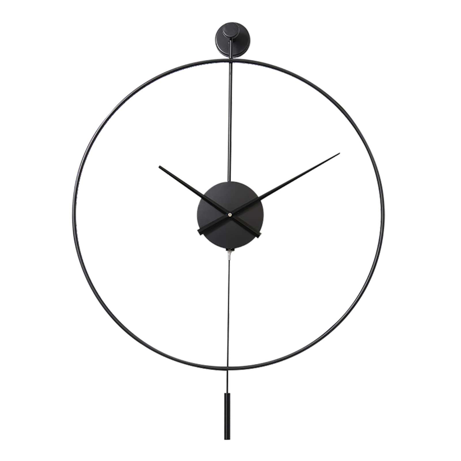 TPARIS Reloj De Pared De Péndulo Oscilante De Estilo Simple Moderno|Arte De Hierro Reloj Colgante Decor Redondo Silencioso Funciona con Pilas,Negro (manecillas De Aluminio),60 Cm (23,6 Pulgadas)