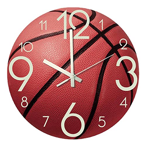 Valentoria CC166 Wall Clock Basketball Wallclock 12 Inch Luminous Silent For Bedroom, Living Room, Birthday Chritmas Gifts Present For Kids Son Boys Baby Children Nba Basketball Ncaa Fans thumb #6