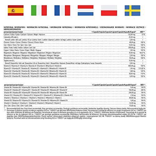 Multivitamin Kapseln hochdosiert, 23 wertvolle Vitamine A-Z & Mineralien, 120 vegetarische Kapseln für 4 Monate, Vitalstoffe & Spurenelemente optimal kombiniert