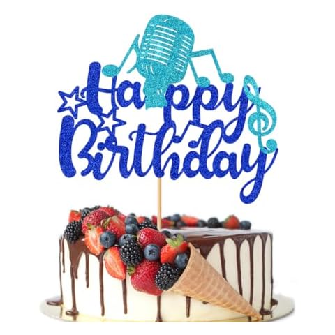 Crseniny Glitter Microphone Cake Topper Cover