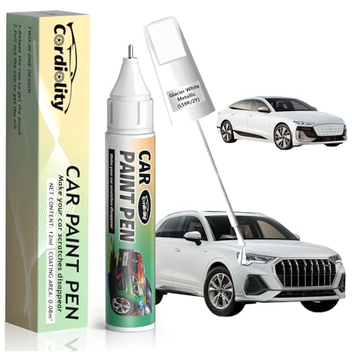 Image of LS9R /2Y Glacier White Metallic Touch Up Paint for Audi, Color Accurate Car Paint Scratch Repair Pen, Quick & Easy Fix Automotive Chips and Nicks