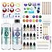 Produktbild Epoxidharz Set Anfänger 500ml, Glasklar Resin Gießharz Harz Gießen Zubehör, Formen, Farbe, Trockenblumen, Glitzer, Blattgold, für DIY Halskette, Ohrringe, Schlüsselbund