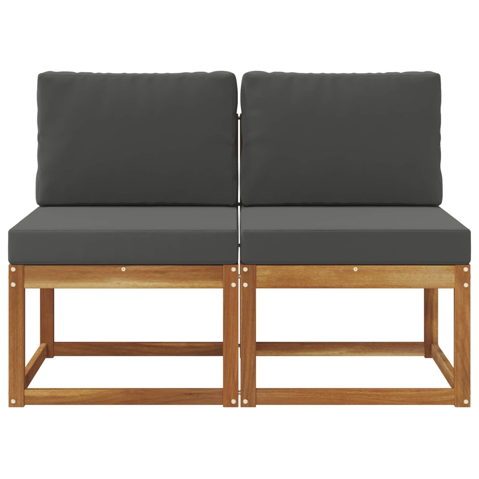 vidaXL 2 Stück Outdoor Mittelsofa Massivholz Akazie, Moderne, wetterfeste Gartenmöbel, vielseitige Entspannung, Akazienholz, gemütliches Draußenleben