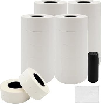 Motex 2 Line Blank Labels - 20,000 White Blank Price and Date Gun Labels with 1 Ink Roll, Fits MX-2316NEW