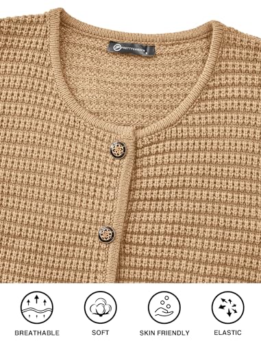 PRETTYGARDEN Women Knit Cardigan Sweaters Fall Fashion Long Sleeve Open Front Button Down Trendy Casual Jacket Winter Clothes
