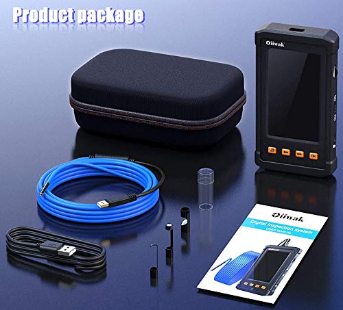 33FT Industrial Endoscope, Oiiwak Borescope Inspection Camera 5.5mm 1080P for Pipe Drain Sewer Plumbing with 4.3 Inch IPS Screen IP67 Waterproof Scope Camera 6 LED Lights(10M/with Tool Box)