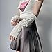 POHADON Women Cute Knitted Arm Warmers Lace Up Bow Fingerless Gloves Harajuku Fashion Arm Sleeve Lolita Y2k Accessories (One Size,White-pink bow)