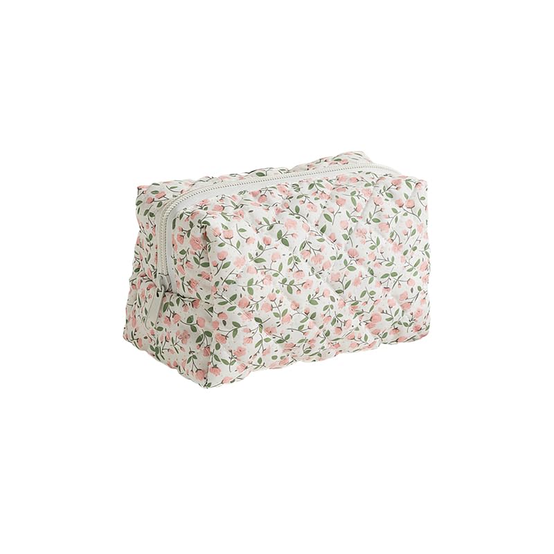 ZIBUYU® Quilted Small Floral Makeup Pouch for Women with Secure Zipper Closure, Cotton Cosmetic Organizer Pouch for Travel, Purse and Daily Use Durable, Lightweight and Stylish Accessory-image-45