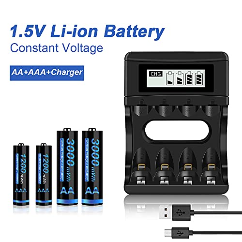 CITYORK de lítio recarregáveis ​​1,5 V AA 3000mWh com carregador de bateria