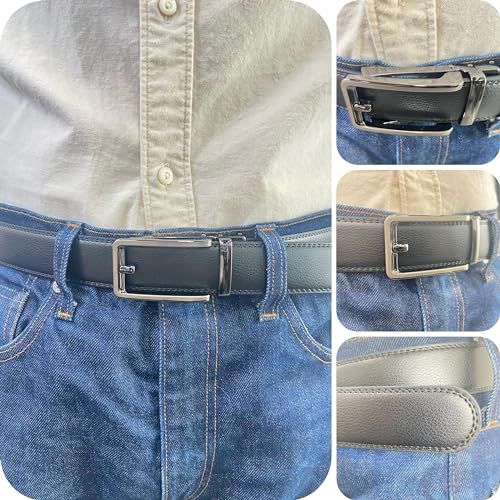 Ma-G Men's Leather Ratchet Comfort Click Belt with Slide Buckle - Adjustable Trim-to-Fit Design.2